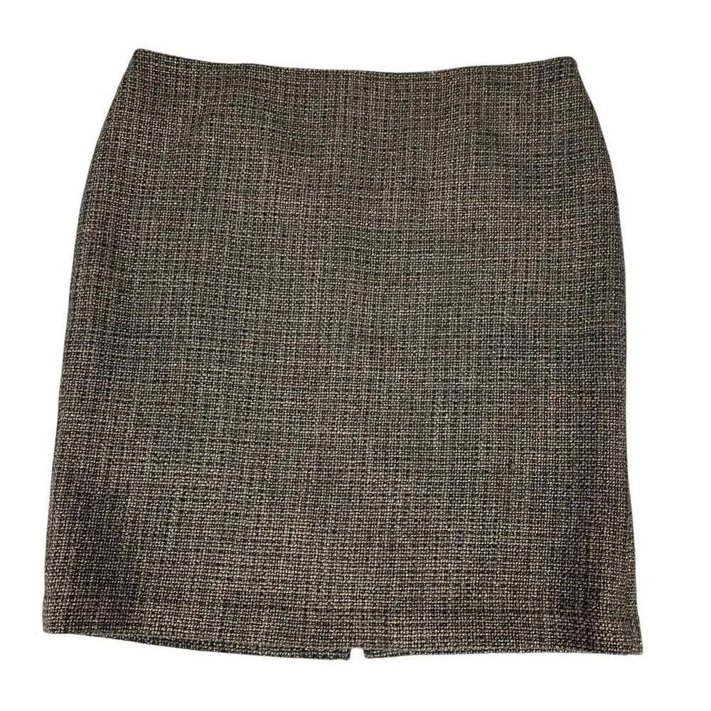 Talbots Tweed Pencil Skirt Gold Metallic Black Size 20 Wool Blend